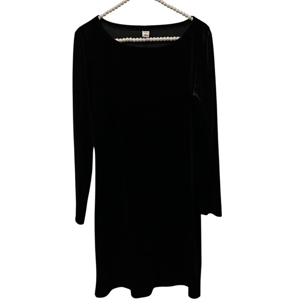 Old Navy Dress Womens Medium Black Velvet Long Sleeve Mini whimsigoth festival